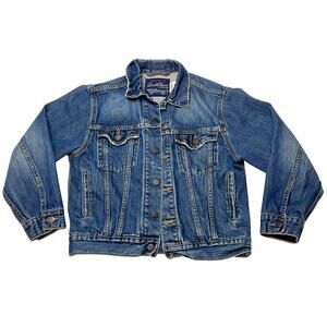 Levi's Strauss Signature Denim Jacket Womens M 8/10 Trucker 4 Pocket Distressed